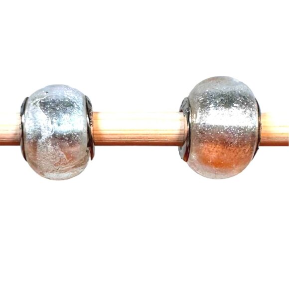Silver Reflections Glass Beads Charms, 10mm, set of 2, 925 Bales, Snake Bracelet - Picture 1 of 8